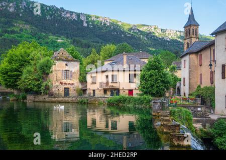 Frankreich, Lozere, Florac-Trois-Rivieres, kleine Stadt am Stevenson Trail oder GR 70 Stockfoto