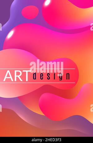 Poster zu den Formen des Flüssigkeitsflusses. Vorlage für farbenfrohe Verlaufsformen Stock Vektor