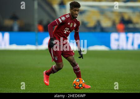 Ukraine, Kiew - 23. November 2021. Kingsley Coman (FC Bayern München) beim Spiel zwischen dem FC Dynamo Kiew und dem FC Bayern München, NSC Olympiyskiy Stockfoto