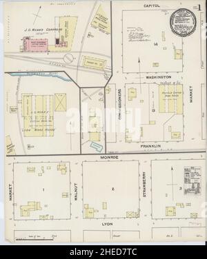 Sanborn Feuerversicherungskarte aus Demopolis, Marengo County, Alabama. Stockfoto