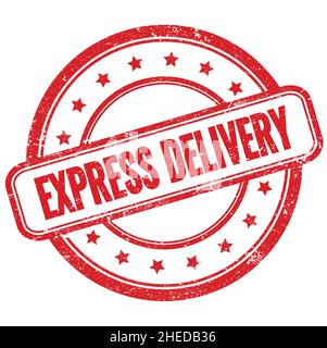 EXPRESS-LIEFERTEXT auf rotem Vintage-grungy-rundem Gummistempel. Stockfoto