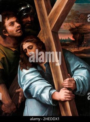 Christus trägt das Kreuz von der italienischen Maler, Sebastiano del Piombo (c. 1485-1547), Öl auf Platte, c. 1515-17 Stockfoto