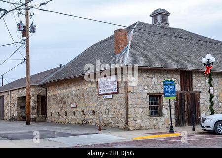 Marysville, Kansas - Pony Express Home Station #1, jetzt ein Museum. Der Pony Express lieferte zwischen 1860 und 61 Post von Missouri nach Kalifornien. Es ging aus o Stockfoto