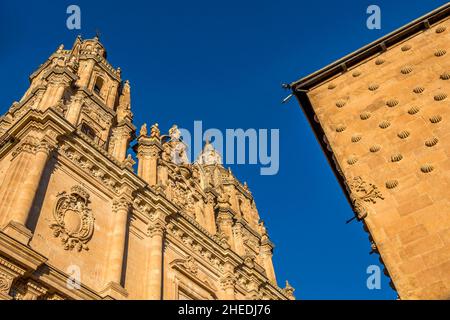 Die Päpstliche Universität von Salamanca und die Casa de las Conchas Stockfoto