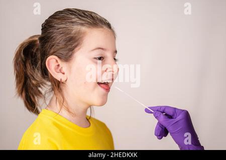 Coronavirus mit schnellem lateralem Fluss, COVID-19-Test. Arzt, Der Einen Schnellen Lateralen Durchflusstest Durchführt Stockfoto