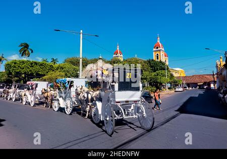 Kutschenfahrt im kolonialen Granada, Nicaragua Stockfoto