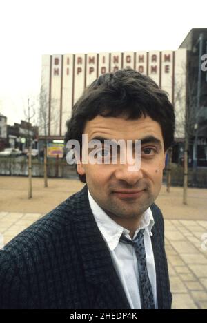 Komiker Rowan Atkinson in Birmingham 16. Februar 1986 Stockfoto