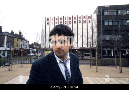 Komiker Rowan Atkinson in Birmingham 16. Februar 1986 Stockfoto