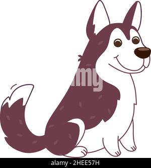Husky. Der Hund sitzt. Vektorgrafik in flachem Stil isoliert auf weißem Hintergrund Stock Vektor
