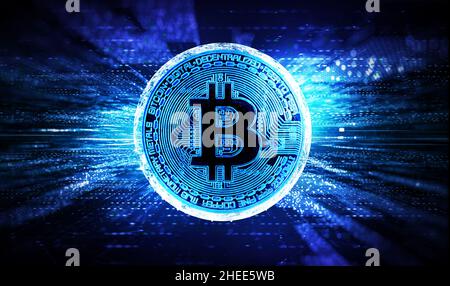 Kryptowährung - Crypto-Technologie - Bitcoin - Abstrakter Hintergrund Stockfoto