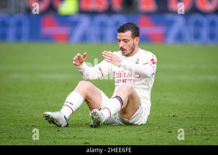 Pier Luigi Penzo Stadium, Venedig, Italien, 09. Januar 2022, Mailands Porträt Alessandro Florenzi reagiert während des FC Venezia gegen den AC Milan - italienischer Socce Stockfoto