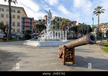 Santa Margherita Ligure - Italien: Die Statue von Christoph Kolumbus Stockfoto