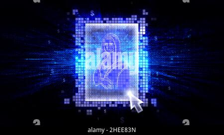 Non-fungible Token - NFT - Neue digitale Assets auf Blockchain - innovative digitale Assets - Konzeptdarstellung Stockfoto