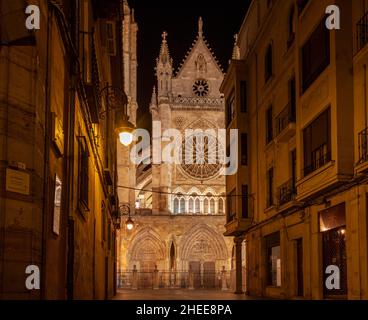 Gotische Kathedrale von Leon. Castilla y Leon, Spanien Stockfoto