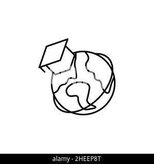 Globe und Graduate hat Linie Symbol Idee der Bildung Symbol Stock Vektor