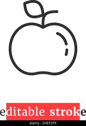Minimal editierbarer Strich Apfelsymbol Stock Vektor