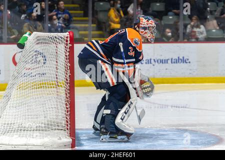 Abbotsford Canucks Shutout durch das Edmonton Oilers Farm Team, The Bakersfield Condors, Sonntag, 9. Januar 2022 im Abbotsford Center Stockfoto