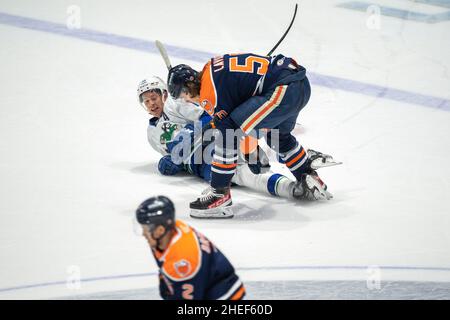 Abbotsford Canucks Shutout durch das Edmonton Oilers Farm Team, The Bakersfield Condors, Sonntag, 9. Januar 2022 im Abbotsford Center Stockfoto