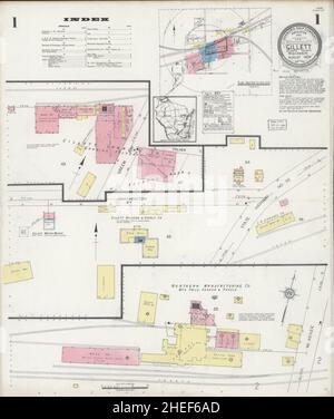 Sanborn Fire Insurance Map aus Gillett, Oconto County, Wisconsin. Stockfoto
