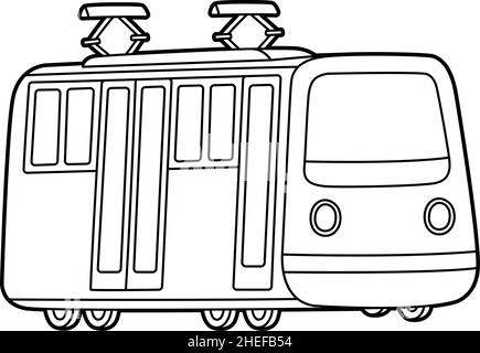 Tram Coloring Page isoliert für Kinder Stock Vektor