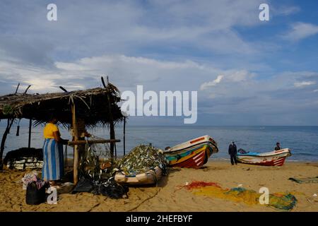 Sri Lanka Chilaw Karukupane - Karukupane Beach Angelhafen Stockfoto