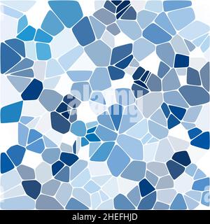 Steinplatte Pflastermuster. Abstrakte geometrische bunte abgerundete Sechseck Formen Ornament Vektor-Textur. Himmelblau, azurblau, elfenbeinweiß, Kamelbeige Grad Stockfoto