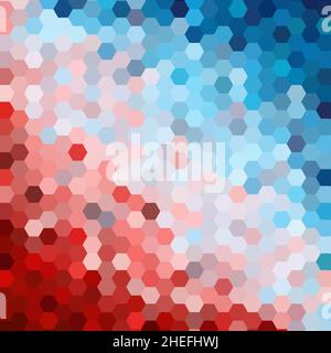 Sechseckiges Raster. vektor-Hintergrund. Polygone sechs Winkel geometrisches Design. Trendige Farben hexagonal Zellen Muster für Spiel UI. Mosaik in Würfelform. Stockfoto
