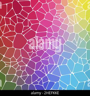 Buntglas bunte Voronoi mit Filet, Vektor abstrakt. Hintergrundmuster unregelmäßiger Zellen. Stockfoto