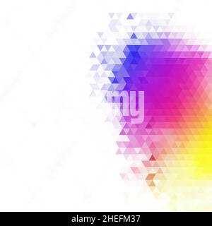 Abstract von farbigen Pulverexplosionen auf weißem Hintergrund. Mehrfarbiger Pulverisolat. Bunte Wolke. Mehrfarbiger Staub explodiert. Dreieckiger Hintergro Stockfoto