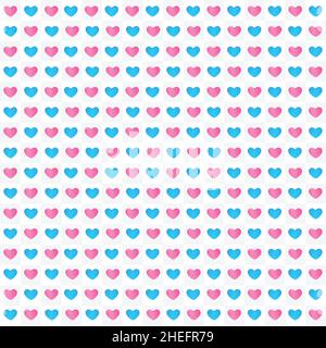 Nahtloses Muster der Liebe mit rosa und blauen Herzen. Für Glückliche Frauen, Mütter, Valentinstag, Geburtstag Grußkarten Designs. Vektorgrafik. Stock Vektor
