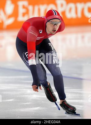 Kristian Ulekleiv (NOR) bei 1500-Meter-Männern während der Distanzen der ISU-Speedskating-Europameisterschaften am 9. Januar. 2022 in der Thialf Eisarena in Heerenveen, Niederlande Foto von SCS/Soenar Chamid/AFLO (HOLLAND OUT) Stockfoto