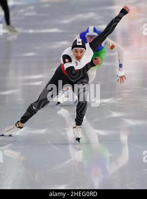 Marek Kania (POL) 500 Meter während der ISU European Speedskating Championships Distanzen am 9. Januar. 2022 in der Thialf Eisarena in Heerenveen, Niederlande Foto von SCS/Soenar Chamid/AFLO (HOLLAND OUT) Stockfoto