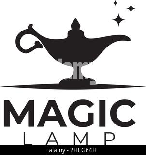 Traditionelle schwarze magische Lampe Vektor-Logo-Design Stock Vektor