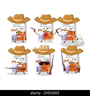 Coole Cowboy Geschichte Bücher Cartoon-Figur mit einem niedlichen Hut. Vektorgrafik Stock Vektor