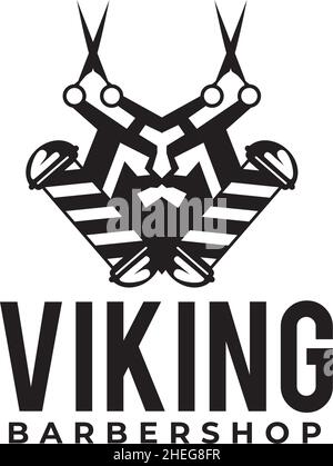 Viking Stil Barber Vektor-Logo-Design Stock Vektor