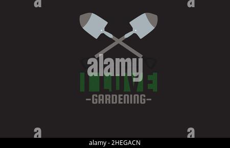 ich liebe Gartenschaufel oder Zaun Gartenarbeit T-Shirt Monogramm Text Vektor Vorlage Stock Vektor