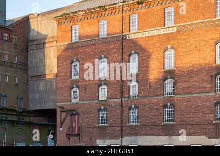 Verwelktes Industriewerk „Healings Flour Mill“ Tewkesbury, Gloucestershire, England Stockfoto