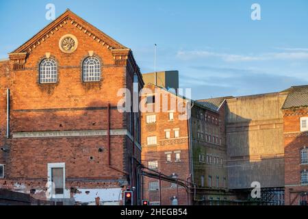 Verwelkte Brauerei und Industriemühle „Healings Flour Mill“ Tewkesbury, Gloucestershire, England Stockfoto