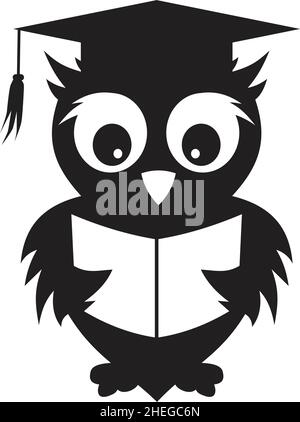 Eule Vogel lesen Buch Vektor Logo Design für Bildung Stock Vektor