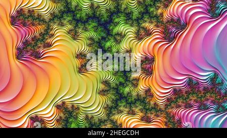 Farbe erstaunlich fraktalen Hintergrund Muster Blume, verschiedene Formen und Farben, grafische Elemente für Design und Dekoration. 3D Rendern Stockfoto