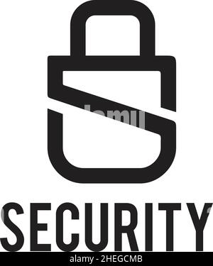 Symbol S und Vorhängeschloss für Sicherheitsvektor-Logo-Design Stock Vektor
