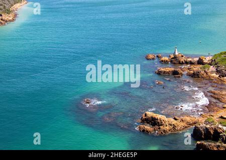 Knysna, Südafrika - Blick auf die Knysna Lagune vom Aussichtspunkt Heads Stockfoto