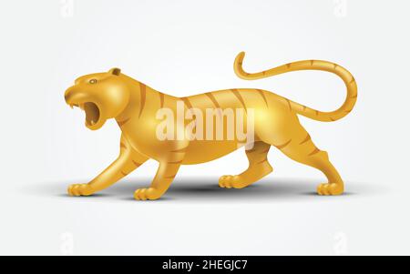 Wütend goldenen Tiger mit weißem Hintergrund. vektor-Illustration Design Stock Vektor