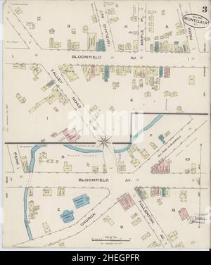 Sanborn Feuerversicherungskarte von Montclair, Essex County, New Jersey. Stockfoto