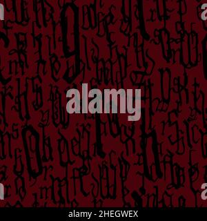 Muster nahtlose Gothic Stil Alphabet Kalligraphie, Schriftzug. lateinische Buchstaben aus dem europäischen Mittelalter. Vektorhintergrund Stock Vektor