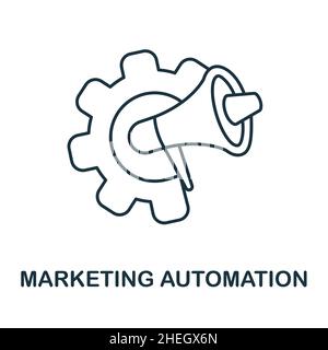 Symbol für Marketing Automation. Linienelement aus der Sammlung von Kundenbeziehungen. Linear Marketing Automation Symbol Zeichen für Web-Design, Infografiken und Stock Vektor