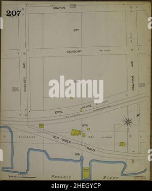 Sanborn Feuerversicherungskarte aus Newark, Essex County, New Jersey. Stockfoto