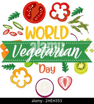 World Vegetarian Day Logo auf weißem Hintergrund Illustration Stock Vektor