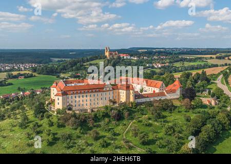 Luftaufnahme nach Ellwangen auf Jagst und Umgebung Stockfoto