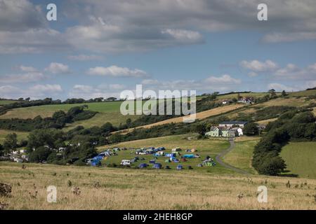 Campingplatz in der Nähe von Penally, Pembrokeshire, Wales Stockfoto